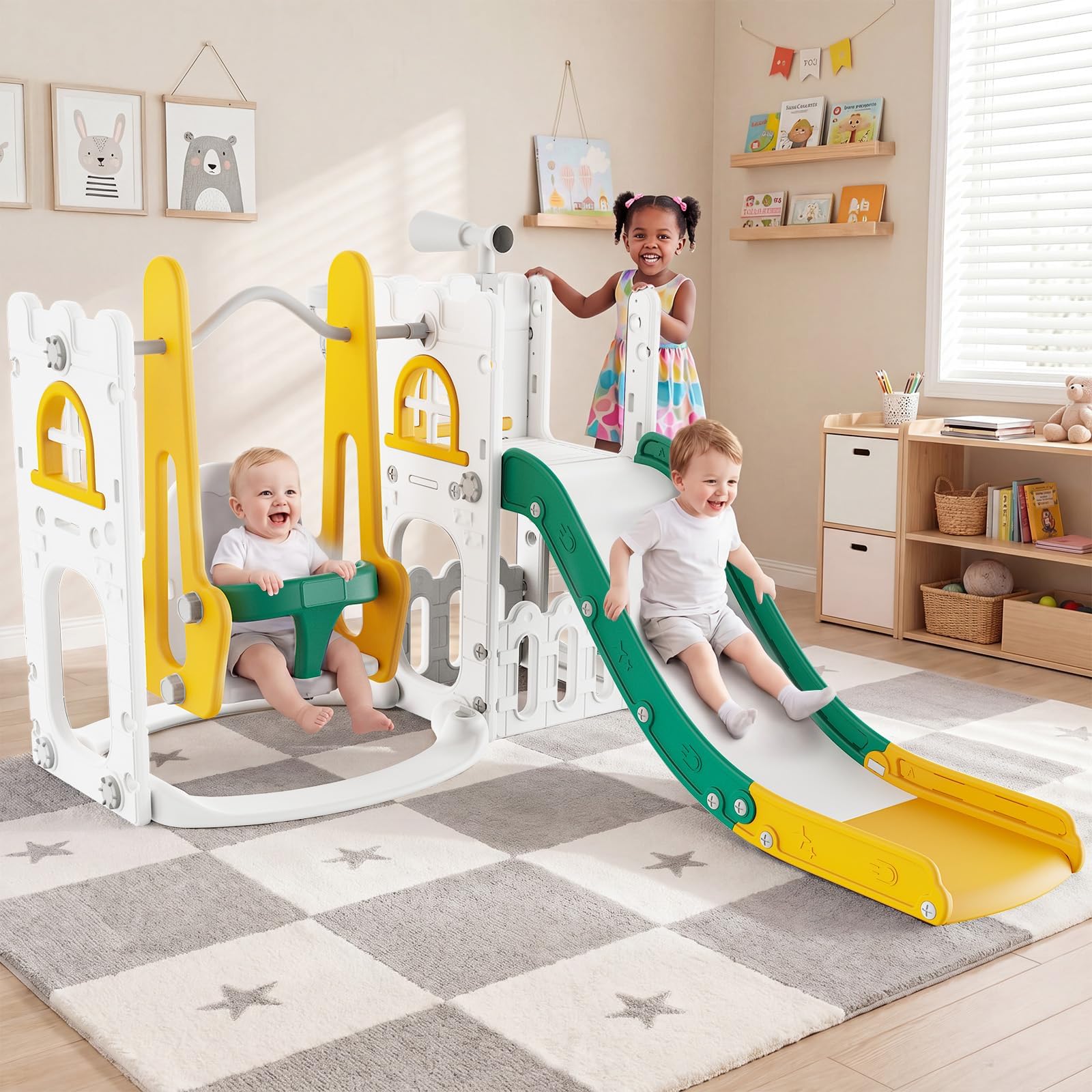 Kids Outdoor Playhouse - 7'si 1 Arada Çocuk Kaydırağı ve