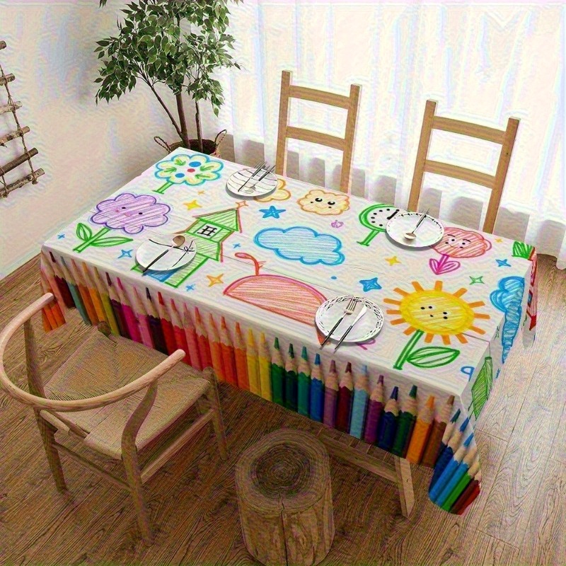 Kids Outdoor Dining Table - 1 adet Karikatür Kalem Desenli Masa