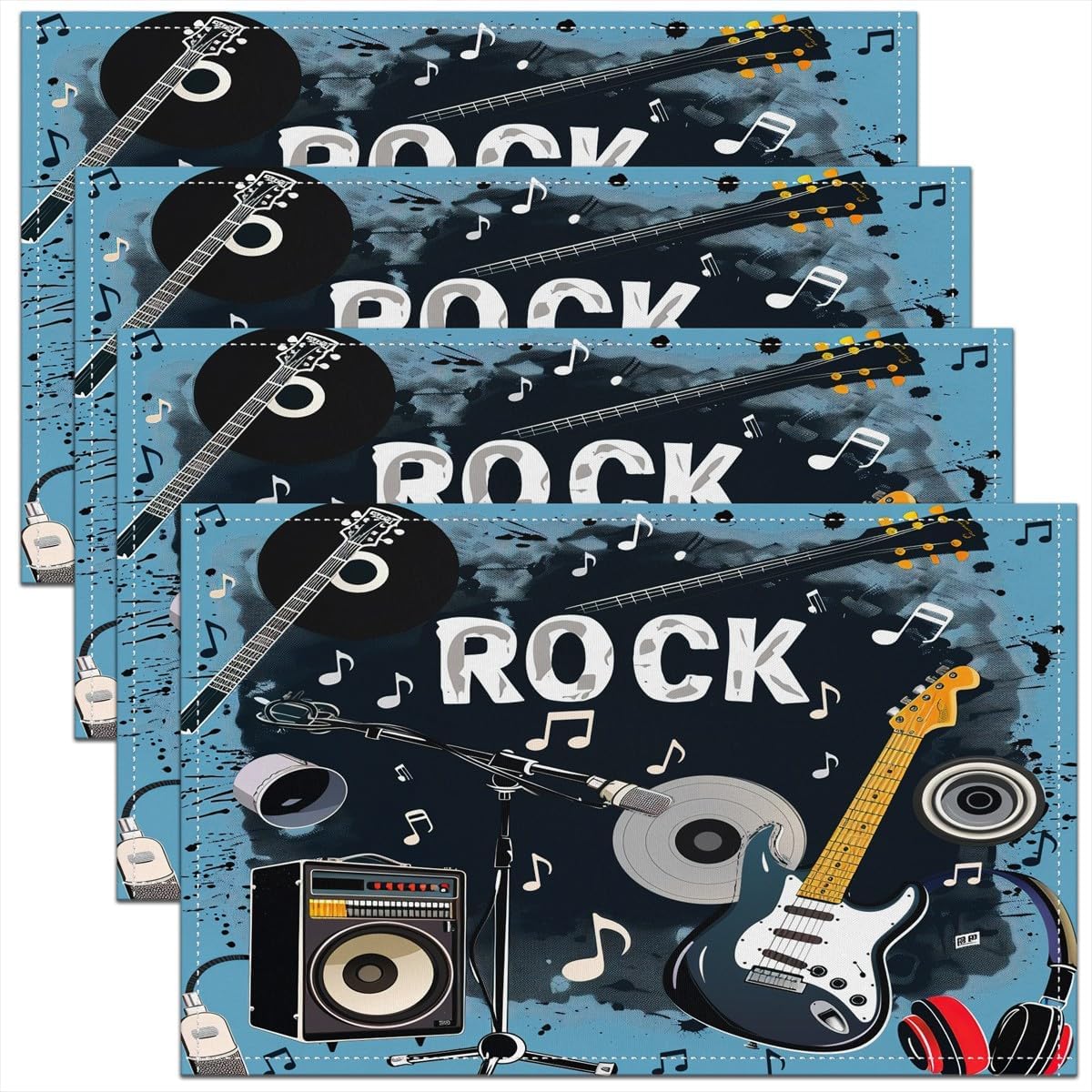 Kids Outdoor Dining Table - Rock Müzik Servis Altlıkları 4'lü Set