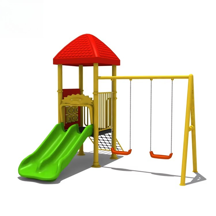 Kids Outdoor Swing Set With Slide - Çelik Oyun Alanı Ekipmanları, Kompozit Salıncaklar,