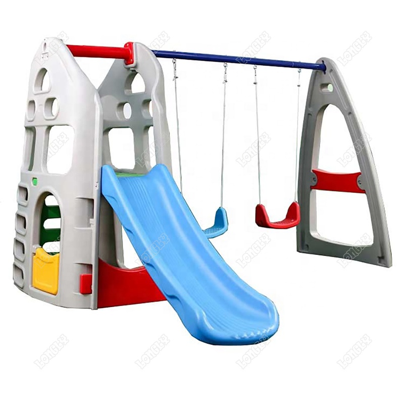 Kids Outdoor Swing Set With Slide - Arka Bahçe Plastik Kaydırak ve Salıncak