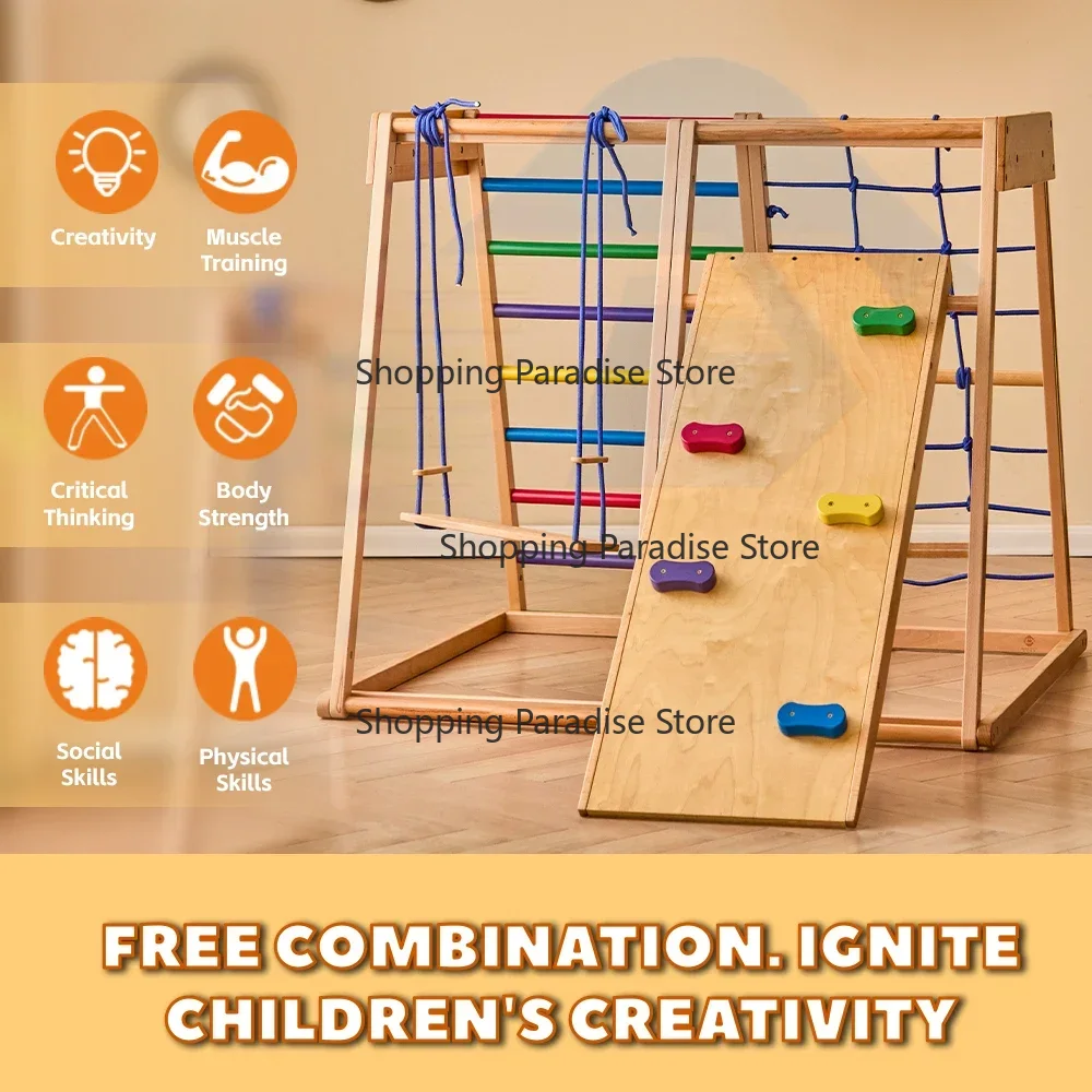 Çocuklar için Ahşap Gökkuşağı  - Kids Outdoor Wooden Climbing Frame incelemesi ve fiyatı